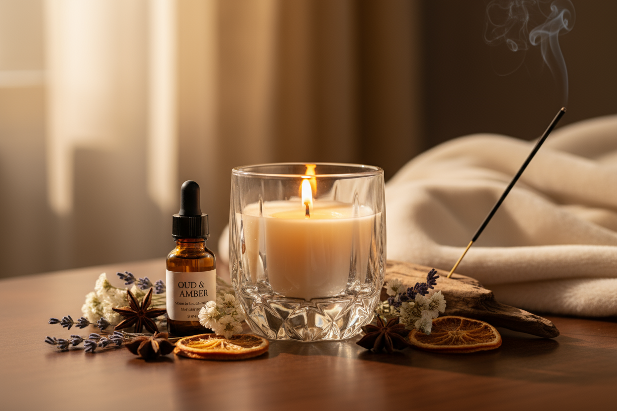 showing fregrance with candle